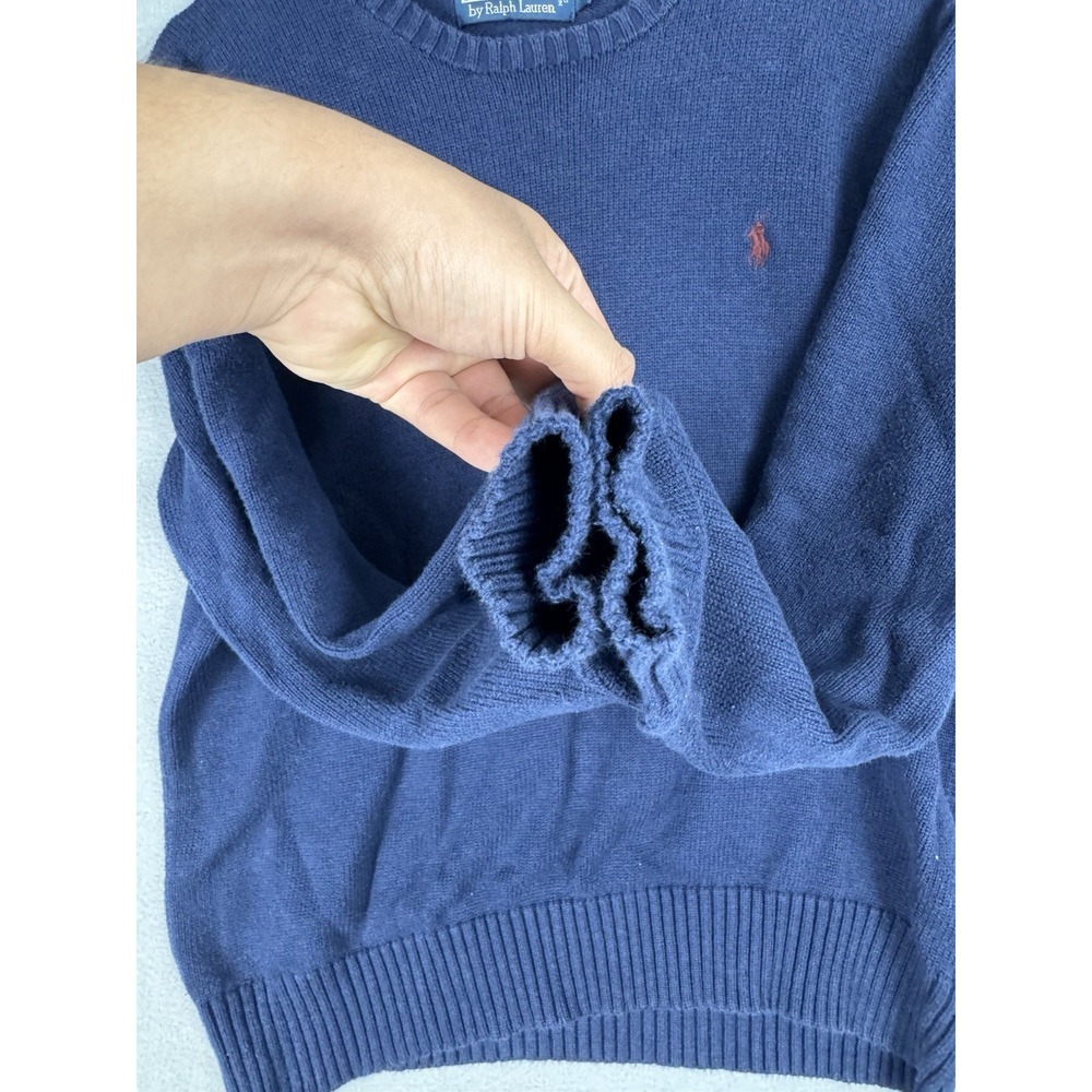 Polo Ralph Lauren Crewneck Cotton Sweatshirt Navy Logo Mens Large Utility Preppy - Picture 5 of 9